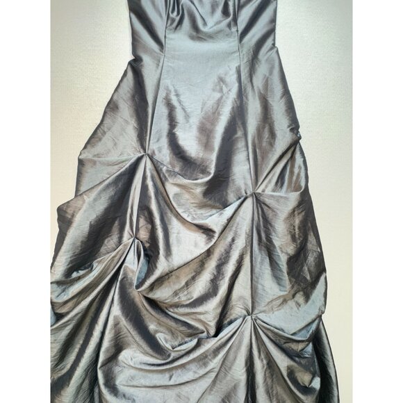 DJ Jaz Women Strapless Satin Organza Side Pick-Up Ball Gown Size Gray Silver - Picture 4 of 7